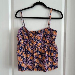 J Crew Floral Tank Blouse Size Medium